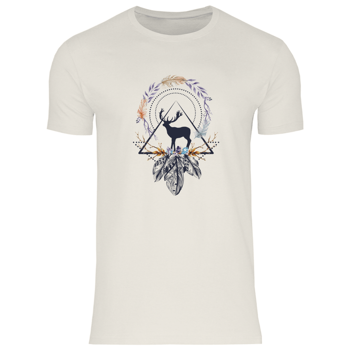 Hirsch mit Federkranz - Herren T - Shirt - Textilzauber