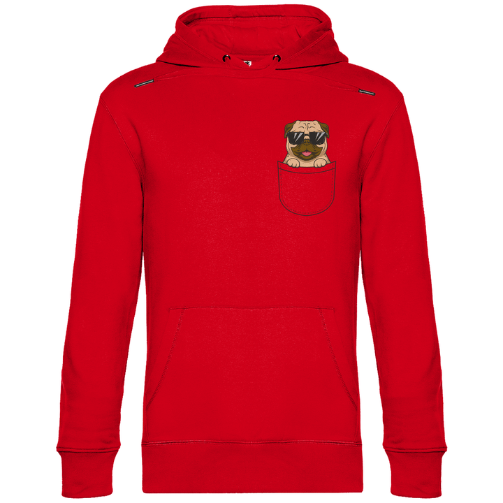 Hund mit Sonnenbrille in Brusttasche - Herren Hoodie - Textilzauber