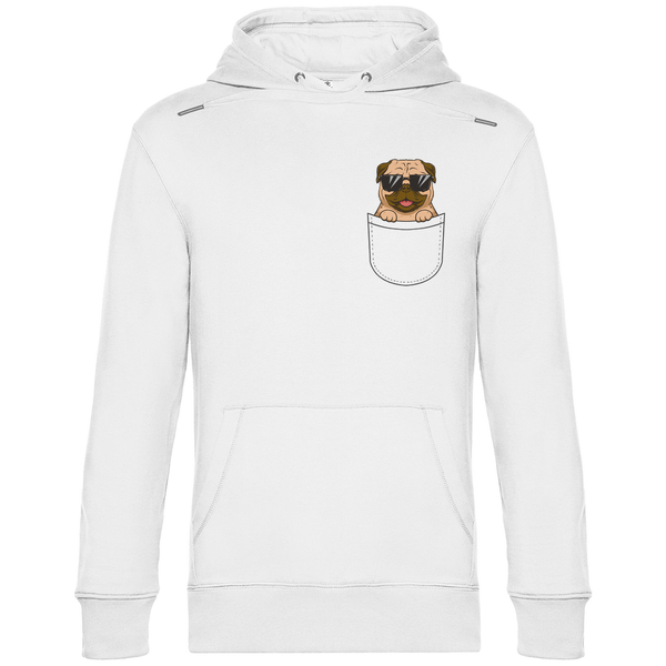 Hund mit Sonnenbrille in Brusttasche - Herren Hoodie - Textilzauber