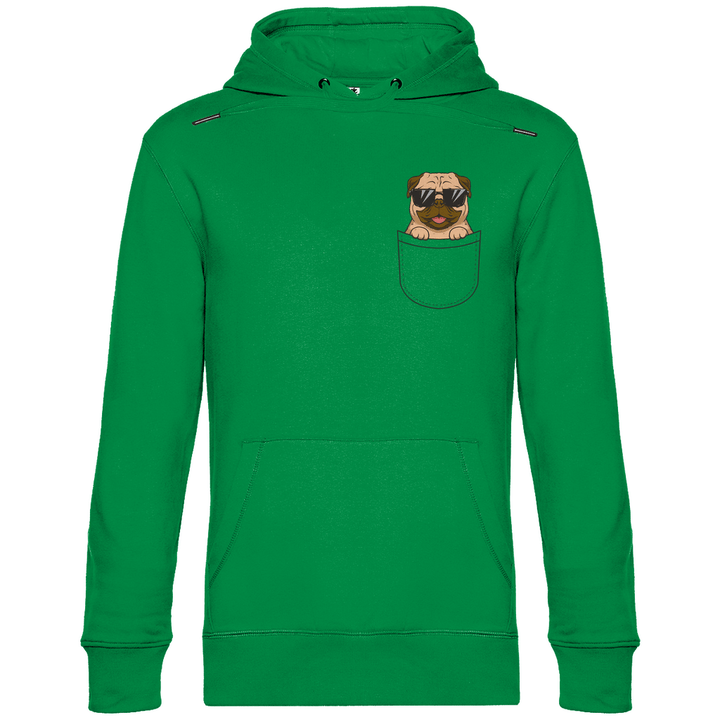 Hund mit Sonnenbrille in Brusttasche - Herren Hoodie - Textilzauber
