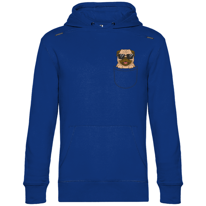 Hund mit Sonnenbrille in Brusttasche - Herren Hoodie - Textilzauber