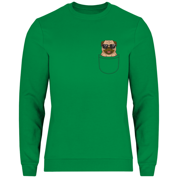 Hund mit Sonnenbrille in Brusttasche - Herren Sweatshirt - Textilzauber