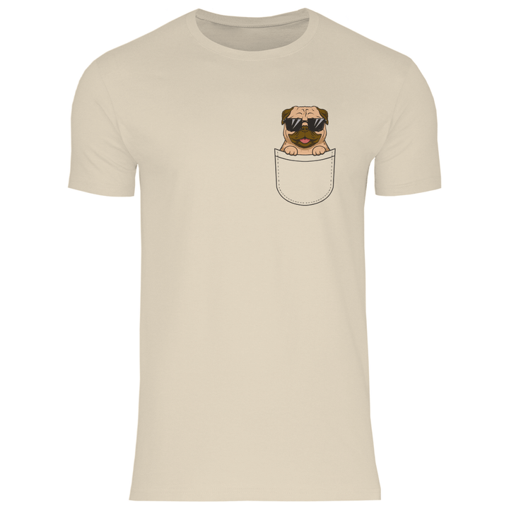 Hund mit Sonnenbrille in Brusttasche - Herren T - Shirt - Textilzauber