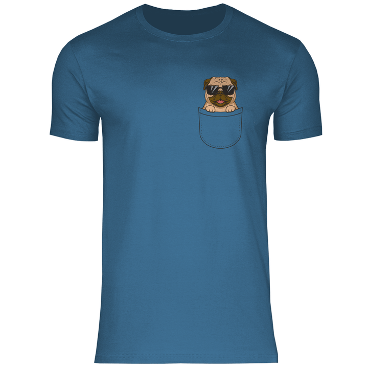 Hund mit Sonnenbrille in Brusttasche - Herren T - Shirt - Textilzauber
