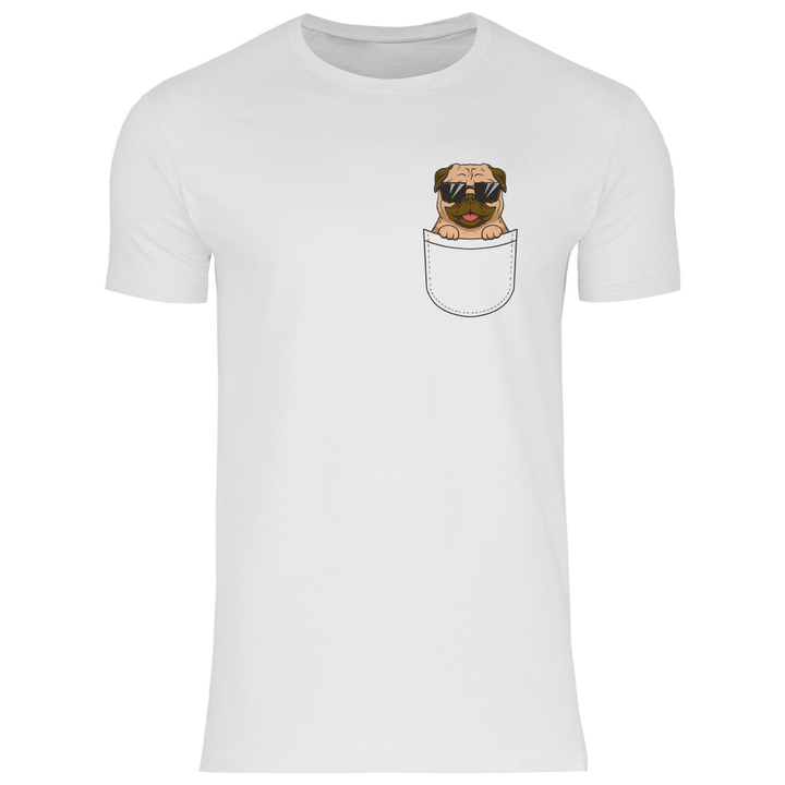 Hund mit Sonnenbrille in Brusttasche - Herren T - Shirt - Textilzauber