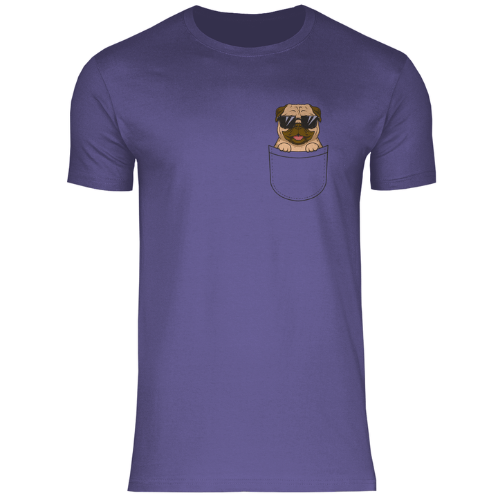 Hund mit Sonnenbrille in Brusttasche - Herren T - Shirt - Textilzauber
