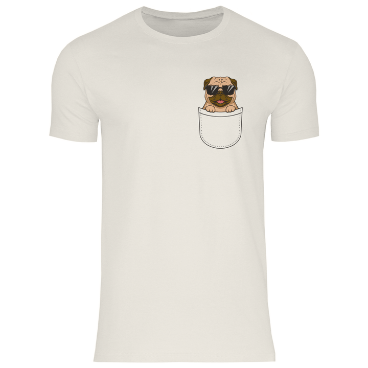 Hund mit Sonnenbrille in Brusttasche - Herren T - Shirt - Textilzauber