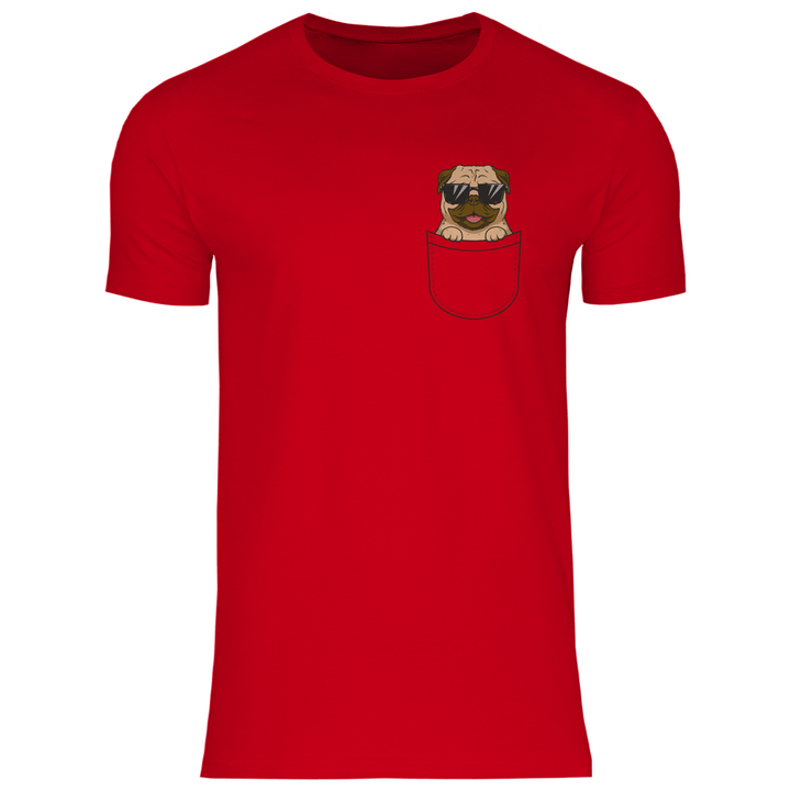 Hund mit Sonnenbrille in Brusttasche - Herren T - Shirt - Textilzauber