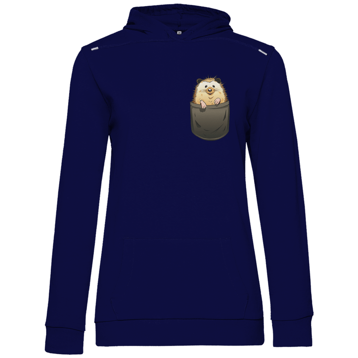 Igel in Brusttasche - Damen Hoodie - Textilzauber