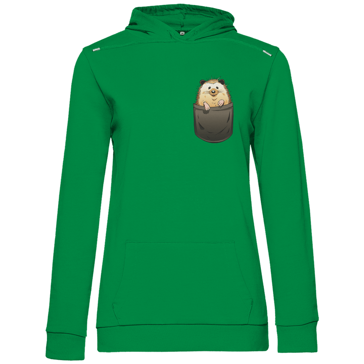 Igel in Brusttasche - Damen Hoodie - Textilzauber