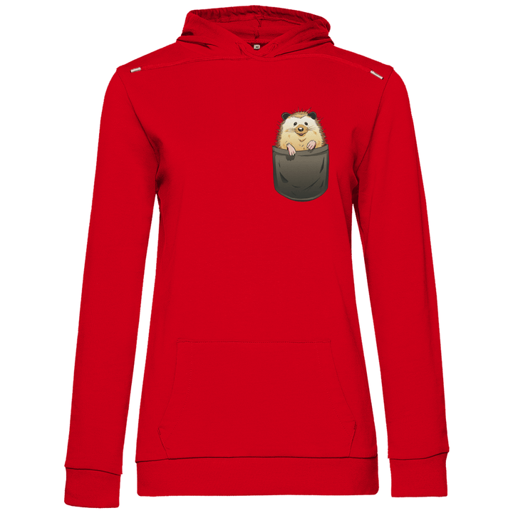 Igel in Brusttasche - Damen Hoodie - Textilzauber