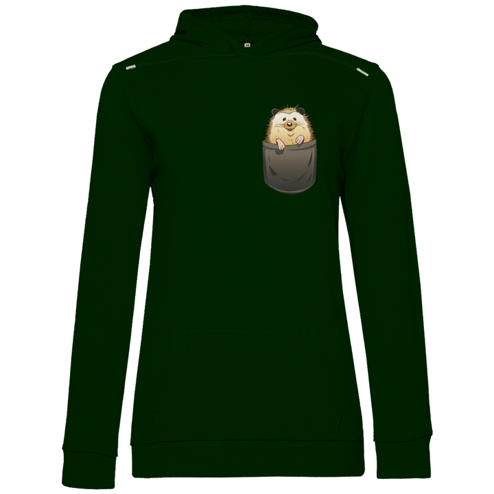 Igel in Brusttasche - Damen Hoodie - Textilzauber