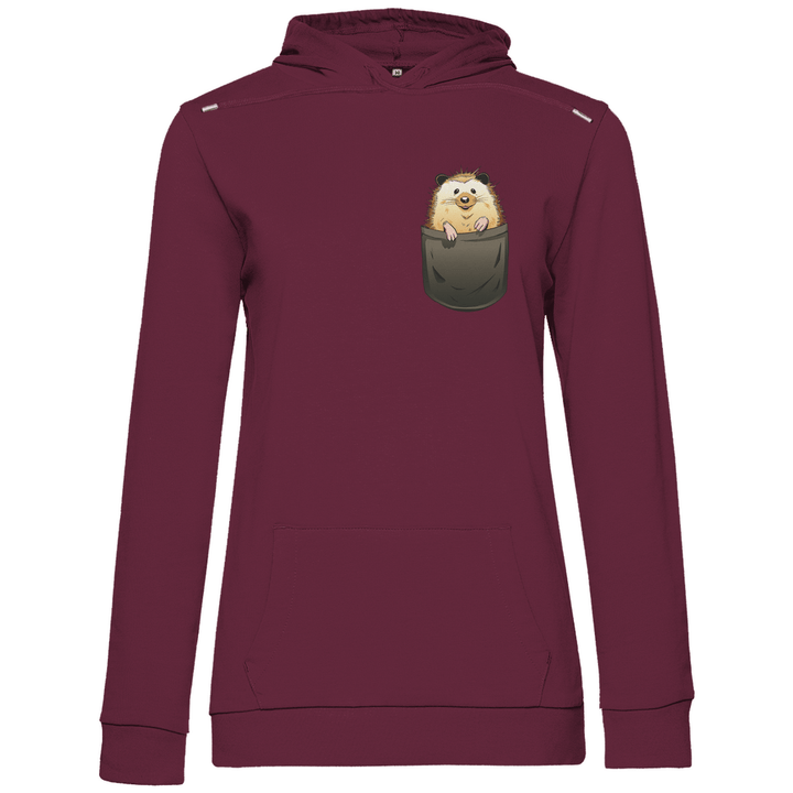Igel in Brusttasche - Damen Hoodie - Textilzauber