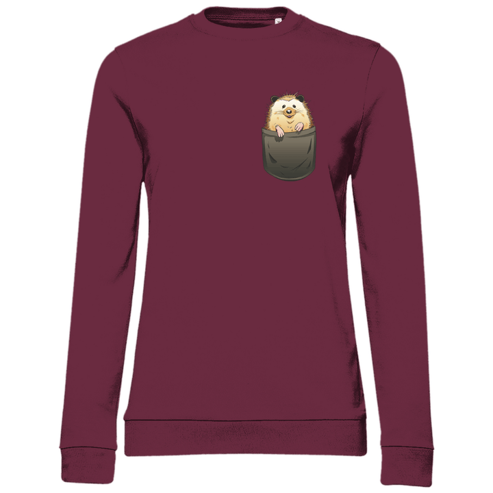 Igel in Brusttasche - Damen Sweatshirt - Textilzauber