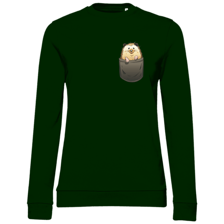 Igel in Brusttasche - Damen Sweatshirt - Textilzauber
