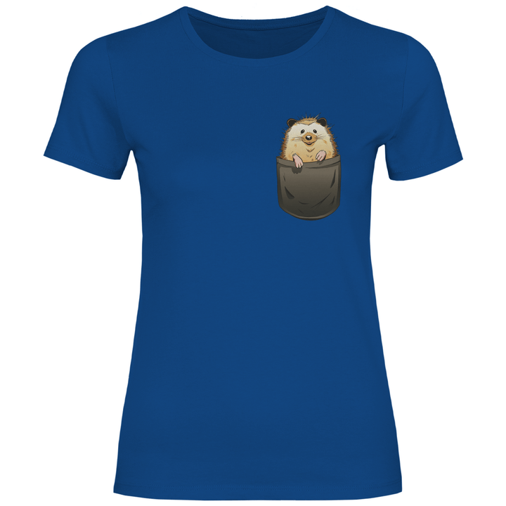 Igel in Brusttasche - Damen T - Shirt - Textilzauber