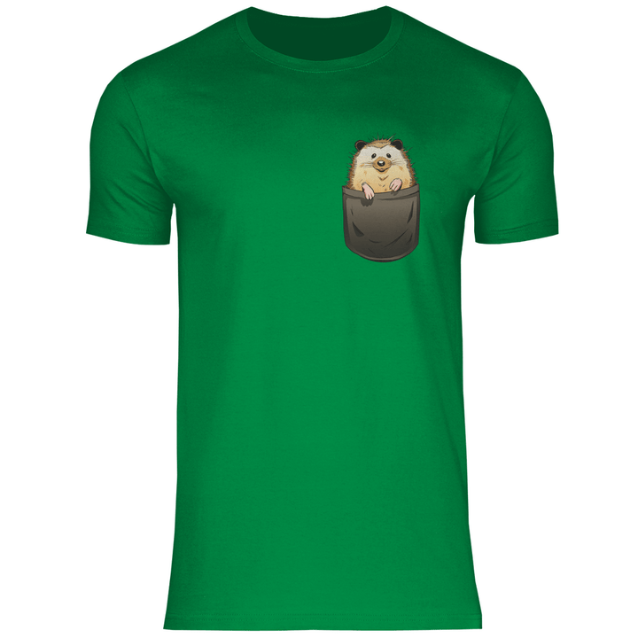 Igel in Brusttasche - Herren T - Shirt - Textilzauber