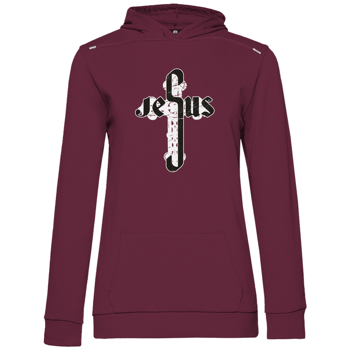 Jesus Schriftzug im Kreuz - Damen Hoodie - Textilzauber