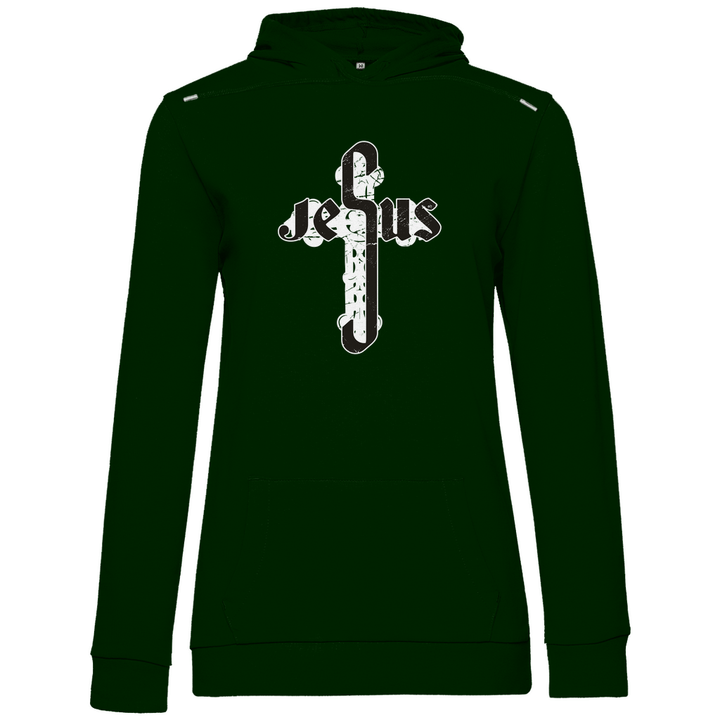 Jesus Schriftzug im Kreuz - Damen Hoodie - Textilzauber