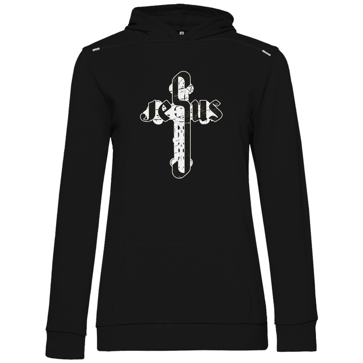 Jesus Schriftzug im Kreuz - Damen Hoodie - Textilzauber