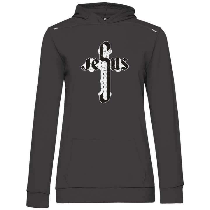 Jesus Schriftzug im Kreuz - Damen Hoodie - Textilzauber