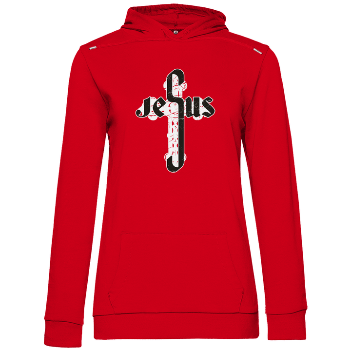 Jesus Schriftzug im Kreuz - Damen Hoodie - Textilzauber