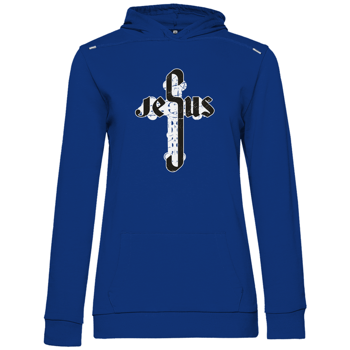 Jesus Schriftzug im Kreuz - Damen Hoodie - Textilzauber