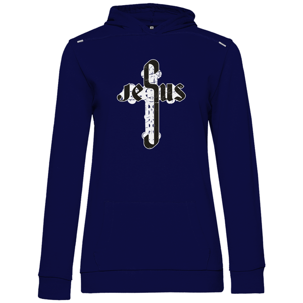 Jesus Schriftzug im Kreuz - Damen Hoodie - Textilzauber
