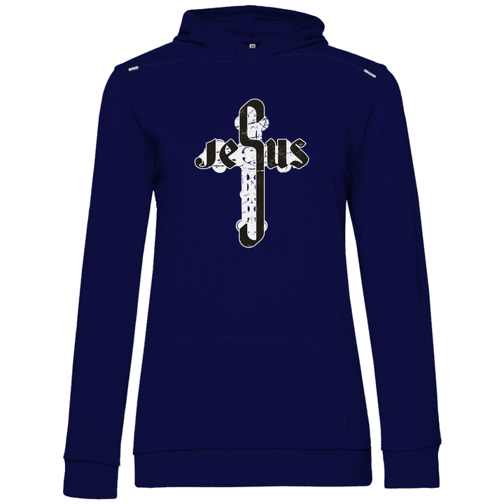 Jesus Schriftzug im Kreuz - Damen Hoodie - Textilzauber