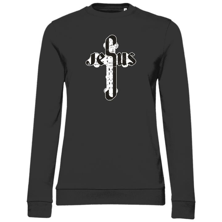 Jesus Schriftzug im Kreuz - Damen Sweatshirt - Textilzauber