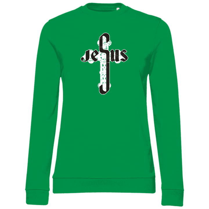 Jesus Schriftzug im Kreuz - Damen Sweatshirt - Textilzauber