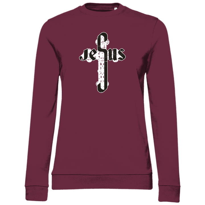 Jesus Schriftzug im Kreuz - Damen Sweatshirt - Textilzauber