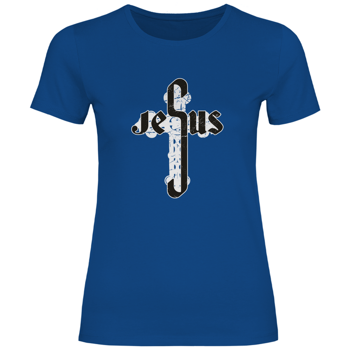 Jesus Schriftzug im Kreuz - Damen T - Shirt - Textilzauber