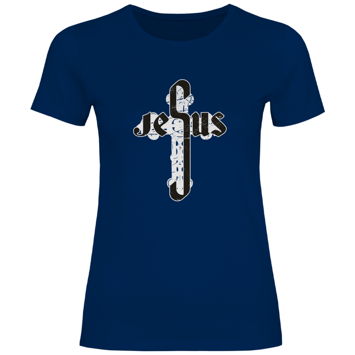 Jesus Schriftzug im Kreuz - Damen T - Shirt - Textilzauber