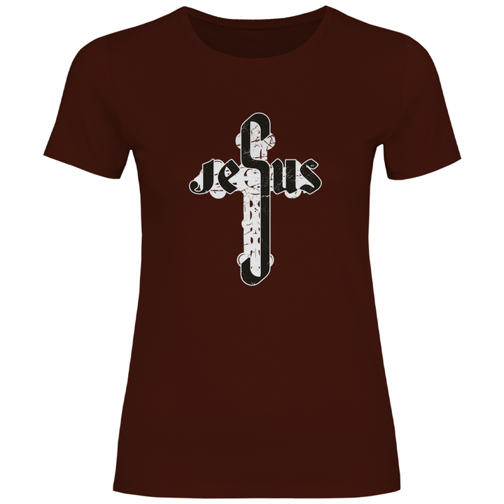 Jesus Schriftzug im Kreuz - Damen T - Shirt - Textilzauber