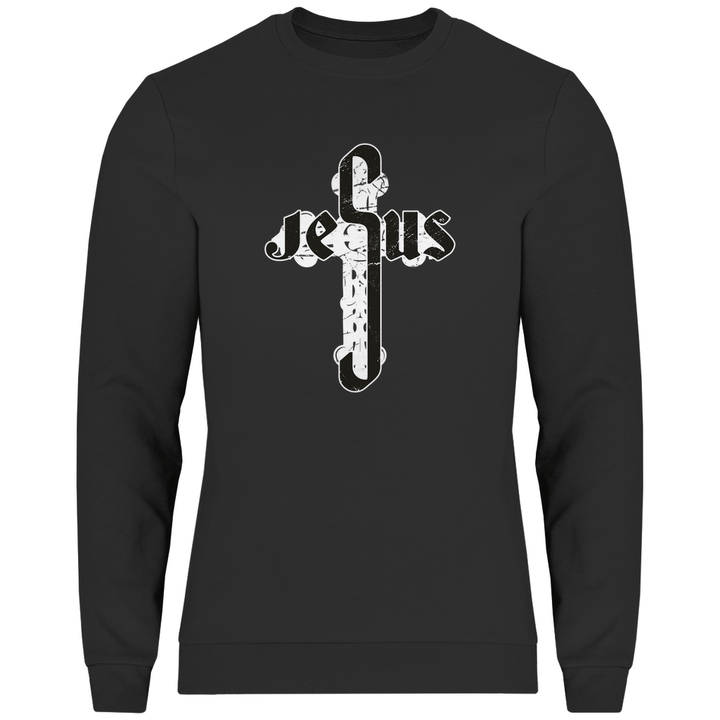 Jesus Schriftzug im Kreuz - Herren Sweatshirt - Textilzauber