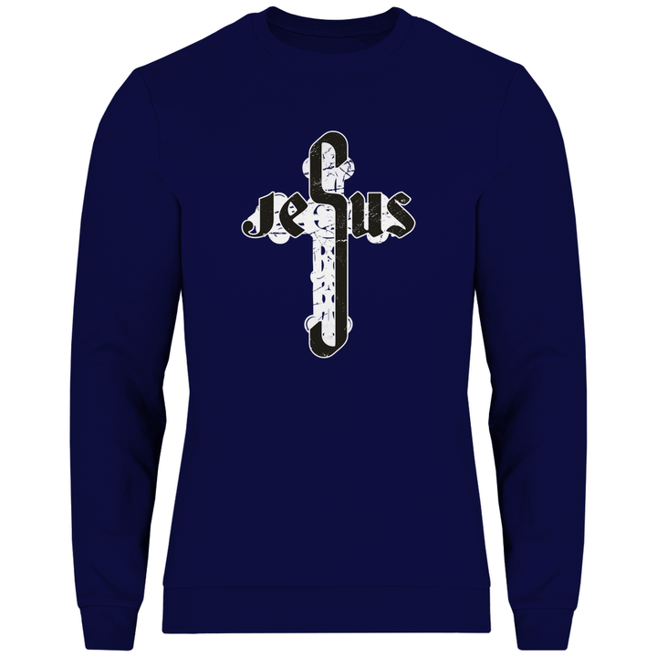 Jesus Schriftzug im Kreuz - Herren Sweatshirt - Textilzauber