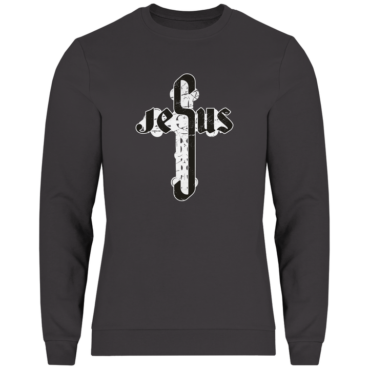 Jesus Schriftzug im Kreuz - Herren Sweatshirt - Textilzauber