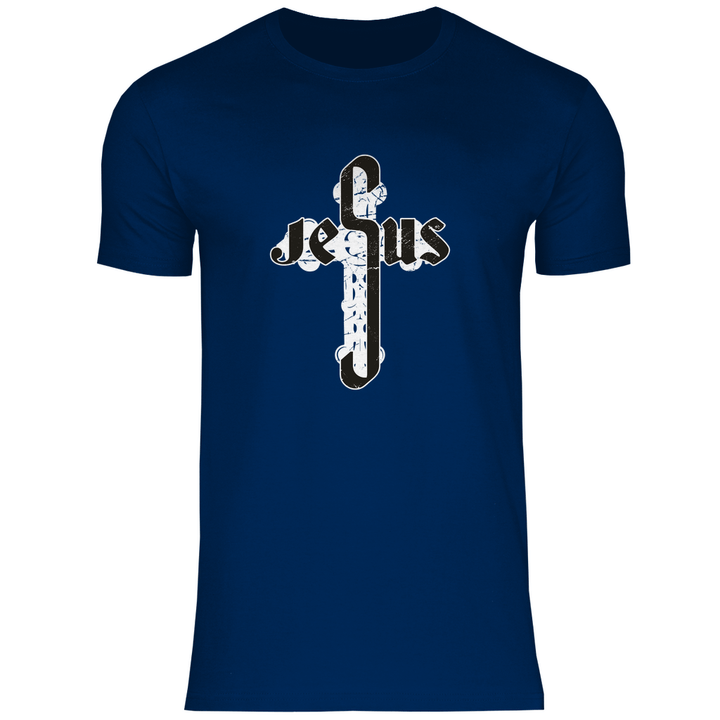 Jesus Schriftzug im Kreuz - Herren T - Shirt - Textilzauber