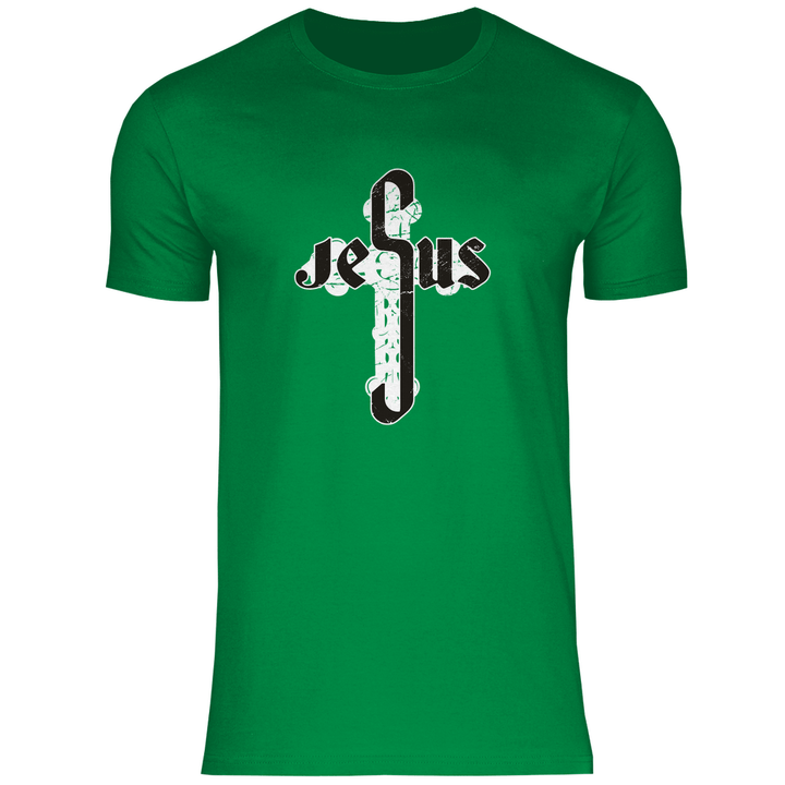 Jesus Schriftzug im Kreuz - Herren T - Shirt - Textilzauber