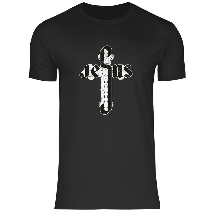 Jesus Schriftzug im Kreuz - Herren T - Shirt - Textilzauber