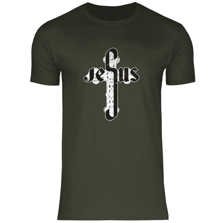 Jesus Schriftzug im Kreuz - Herren T - Shirt - Textilzauber