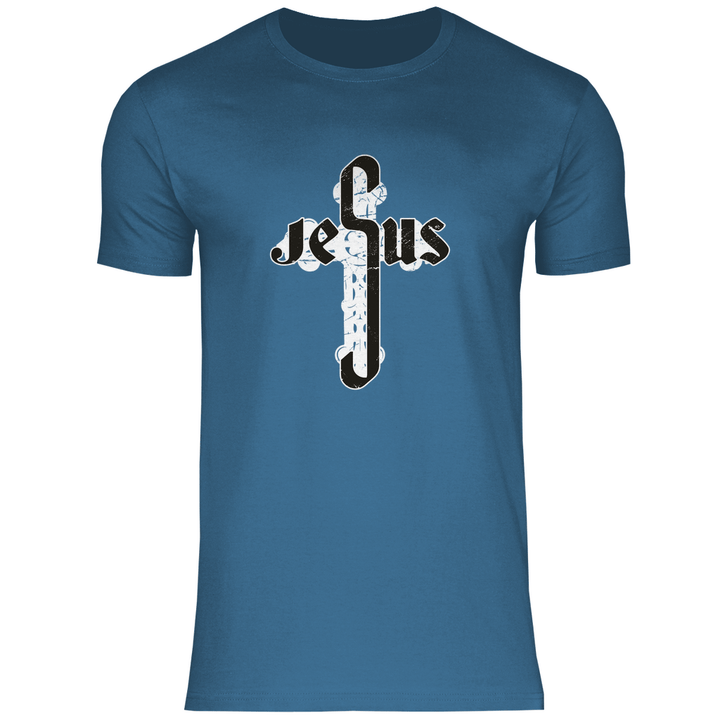 Jesus Schriftzug im Kreuz - Herren T - Shirt - Textilzauber