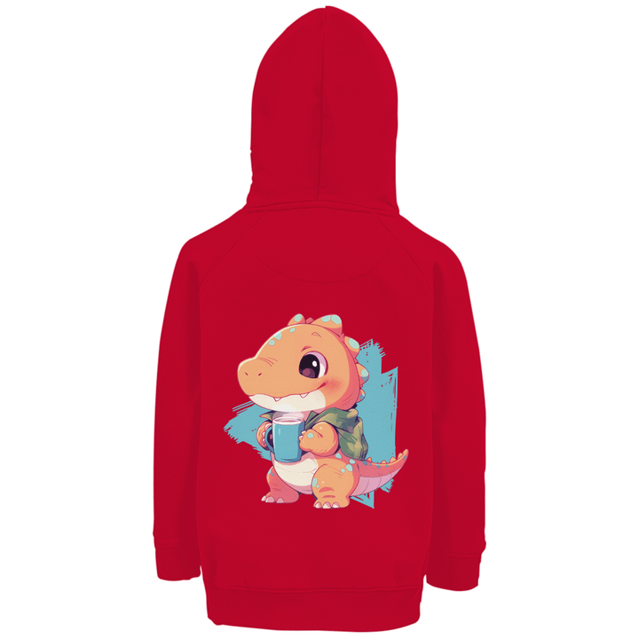 Kakao - Dino Premium Bio Kinderhoodie mit Rückendruck - Textilzauber