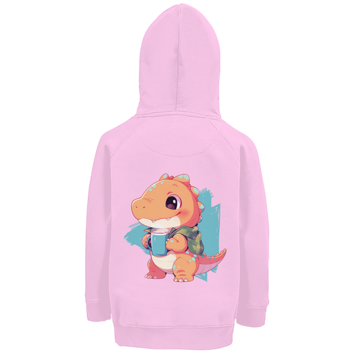 Kakao - Dino Premium Bio Kinderhoodie mit Rückendruck - Textilzauber