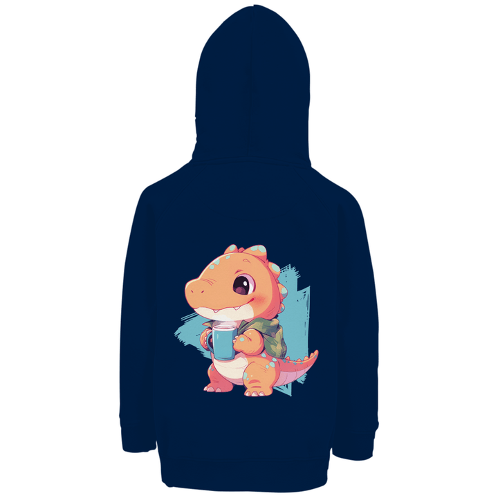 Kakao - Dino Premium Bio Kinderhoodie mit Rückendruck - Textilzauber