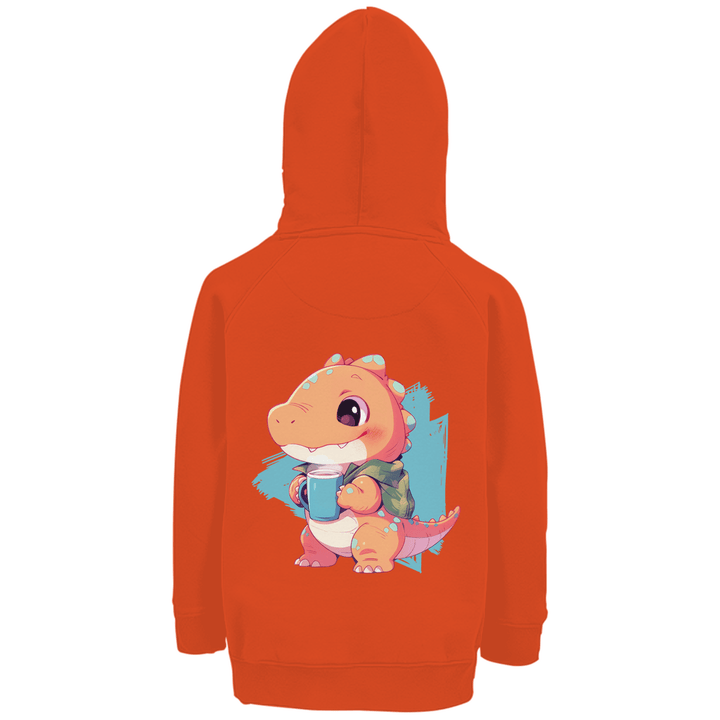 Kakao - Dino Premium Bio Kinderhoodie mit Rückendruck - Textilzauber