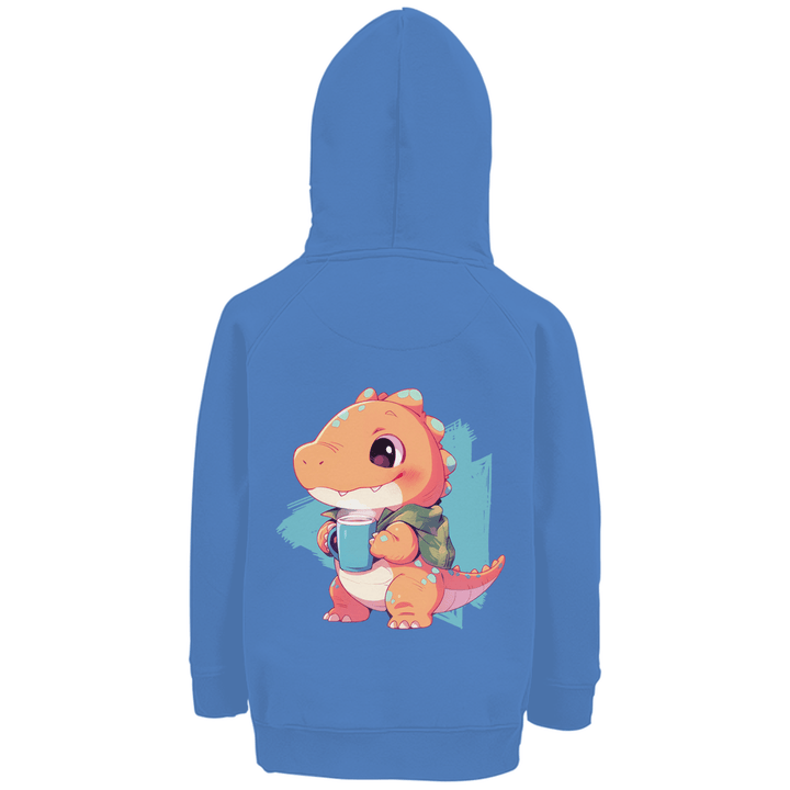 Kakao - Dino Premium Bio Kinderhoodie mit Rückendruck - Textilzauber