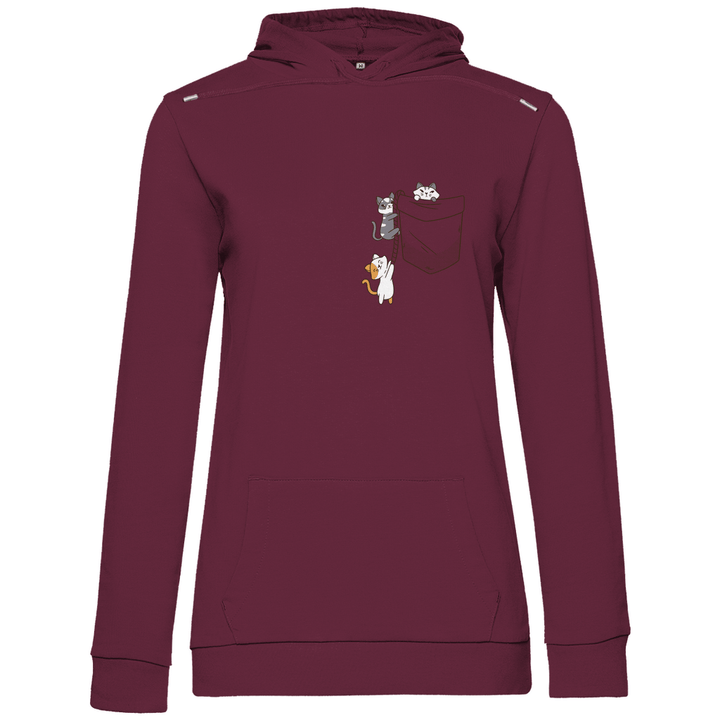 Katzen in Brusttasche - Damen Hoodie - Textilzauber