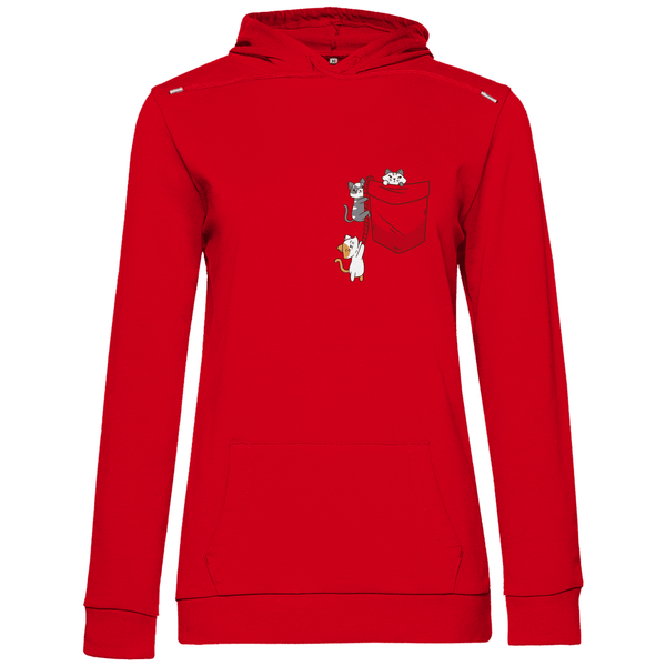 Katzen in Brusttasche - Damen Hoodie - Textilzauber